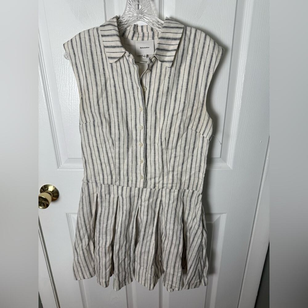 Reformation Arella Linen Mini Dress in Elsie Stripe 6 - Picture 2 of 6